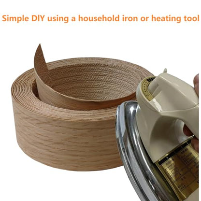 White Oak Wood Veneer Edge Banding Roll,1-1/2 inch X 13 ft Iron-On Pre-Glued Edging Tape with Hot Melt Adhesive,Ideal for Plywood, Furniture, Drawers, Shelves Renovation - color: White Oak, size: 1-1/2''×13ft