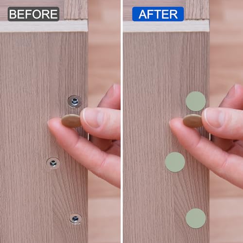uxcell 7 Sheets/378PCS Self Adhesive Screw Hole Stickers, 2.1cm/0.83" PVC Screw Hole Covers Hole Stickers for Furniture Wood Cabinet Wall Desk Table Bookcase, Tea Green - color: Tea Green