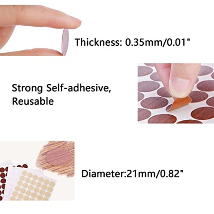 54 Self-Adhesive Screw Hole Stickers - Plastic Screw Covers & Caps - Textured Wood Cover - 21mm/0.82" Dia - For Wooden Furniture & Cherry Wood - color: Cherry Wood
