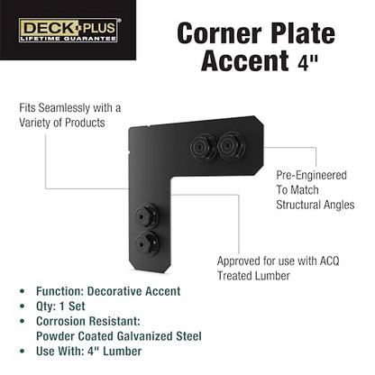 Deck Plus Ironwood 90 Degree Outside Angle, 4in, 1 Pack, Black