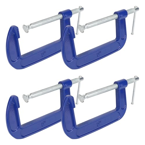 4 Pack 5 Inch Blue C-Clamp - Heavy Duty Iron C Clamps, C-Clamp for Woodworking, Brake Calipers, Maintain, Building, DIY Project - size: 4 Pack 5 Inch
