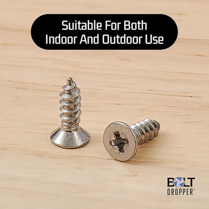 Bolt Dropper #4 x 1/4" Stainless Steel Flat Head Phillips Wood Screw (100 Pack), 18-8 (304) Stainless Steel Sheet Metal Screws - Type A Point, Plain Finish - size: #4 X 1/4"