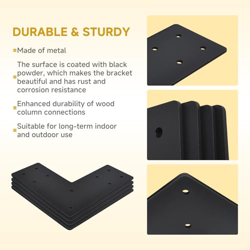 7.5 x 7.5 in Heavy Duty L Brackets for Wood Posts, 4-Pack