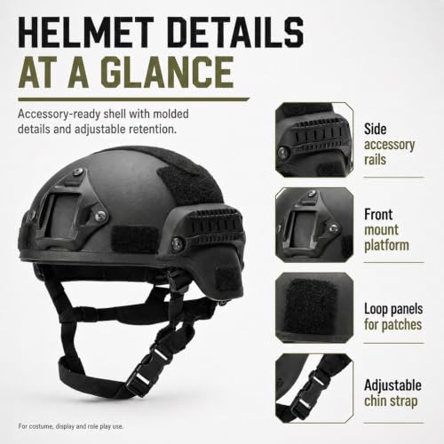MICH Airsoft Helmet and Full Face Mask, with Side Rails and NVG Fixing Device Suitable for CS Gaming and Paintball Shooting - color: BL