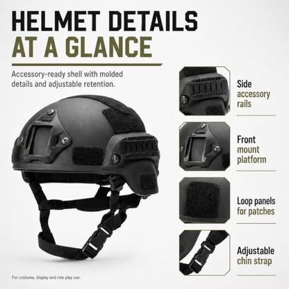 MICH Airsoft Helmet and Full Face Mask, with Side Rails and NVG Fixing Device Suitable for CS Gaming and Paintball Shooting - color: BL