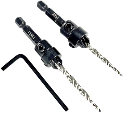 FTG USA #6 (9/64") #8 (11/64") Tapered Countersink Drill Bit Set with Stop - size: #6#8, style: Assorted 2 Pc