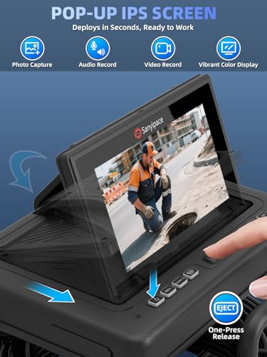 Sanyipace Sewer Camera,7" IPS Pop-up Screen,Distance Counter,20X Zoom,66FT - size: 66FT/20M