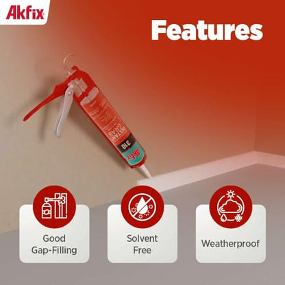 Akfix 310 Instant Grab Adhesive. Paintable. Adheres to Wood, Cocnrete, Glass, Granite, Decorative Tiles - White 10.1 fl oz - size: 1 pack