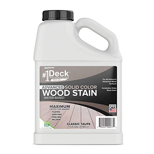 #1 Deck Premium Advanced Solid Color Outdoor Wood Stain and Sealer in One – Water Based Sealant for Wood Decks, Fences, & Siding - 1 Gal - Made in USA - Classic Taupe - color: Classic Taupe, size: 1 Gallon