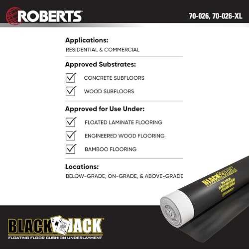 Roberts Black Jack Underlayment - 600 sq. ft. Roll - 43" x 167.5' x 2.5 mm - size: 600 sq. ft.