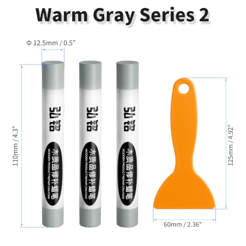 3 Colors Wood Filler Sticks, Warm Gray Series 2, with Scraper - color: Warm Gray 2 Series