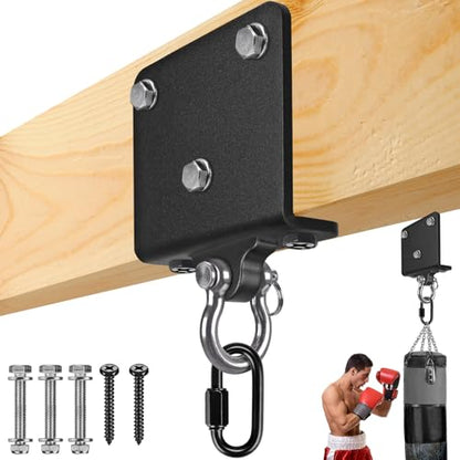 Dolibest Heavy Punching Bag Hanger, I-Beam Mount for Boxing Muay Thai, Wood Beam Hook for Weight Strength Training Systems, Aerial Yoga & Hammock, Resistance Band (1000 LB Capacity) - color: Black beam hanger- 180° rotation