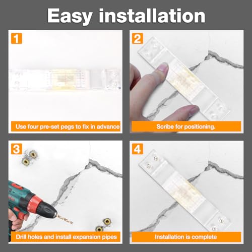 Precision Crack Monitoring Gauge with Dual-Axis Measurement - Standard & Corner Crack Detector for Walls, Concrete (5PCS)
