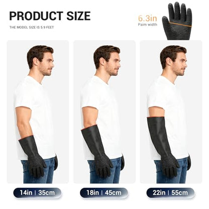 ThxToms Heavy Duty Rubber Gloves, 14" Upgraded with Non-Slip Design - color: 14"