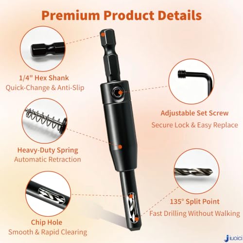 2026 Upgraded Self Centering Drill Bit Set VIX Bits, Cabinet & Door Hinge - color: Black, size: 3 Pieces