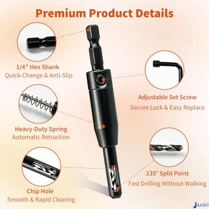 2026 Upgraded Self Centering Drill Bit Set VIX Bits, Cabinet & Door Hinge - color: Black, size: 3 Pieces