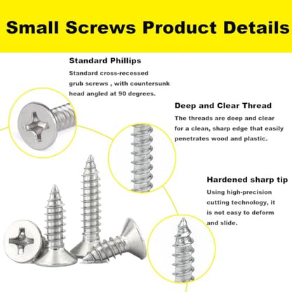 #4 Flat Head Phillips Wood Screws 150Pcs, 304 Stainless Steel, 5/16" - color: Sliver, size: #4 x 5/16''-150pcs