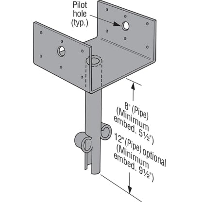 Simpson Strong-Tie EPB66 Elevated Post Base - 5-1/2 in. x 3 in. x 5-1/2 in., 6x6 Post Size, Heavy Duty 12-Gauge Base Plate Steel Build, Cast-In-Place for Secure Connection to Concrete