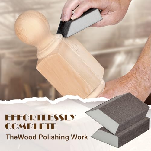 60 Grit Angled Sanding Blocks, Jamiikury Coarse Sand Block Washable and Reusable, Wet & Dry Sandpaper Block for Wood Metal Drywall and Furniture Paint - Pack of 16 - size: 60 Grits