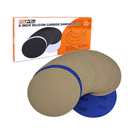POLIWELL Sanding Discs 6 Inch 7000 Grit 20 Pack Hook & Loop - style: 7000 Grit