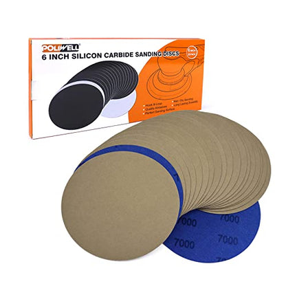 POLIWELL Sanding Discs 6 Inch 7000 Grit 20 Pack Hook & Loop - style: 7000 Grit