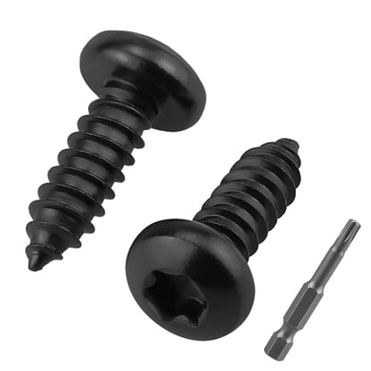 #6 x 3/8" Torx Pan Head Sheet Metal Screws 150 pcs, 304 Stainless Steel 18-8 Black Coated Pan Head Self Tapping Screws for Wood, 50mm Long Torx Bit Included - size: #6 x 3/8"