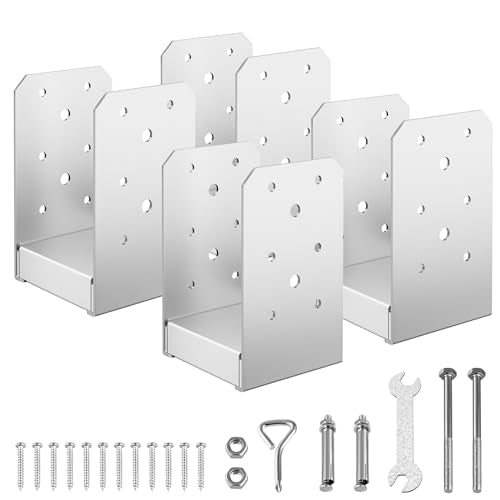 4"x4" Post Base, 4Pcs Stainless Steel Adjustable Post Anchor Bracket - size: 4x4