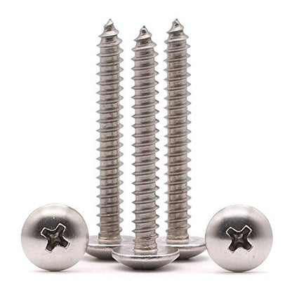 #10 x 1-3/4" Stainless Steel Truss Head Self Tapping Screws, 304 SS (18-8), Phillips Drive, Corrosion Resistant Screws for Wood, Metal & Sheet Metal Projects, 50 Pack - size: #10 x 1-3/4"
