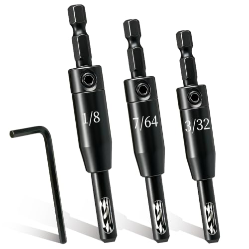 Upgraded Self Centering Drill Bit Set VIX Bits, Cabinet & Door Hinge - color: Charcoal Black, size: 3 Pieces
