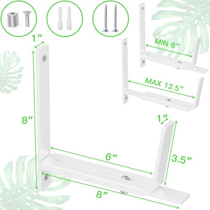 Y&M Adjustable Window Box Brackets 2 Pack, Wall Mount Planter Box Brackets - size: Set of 2- White