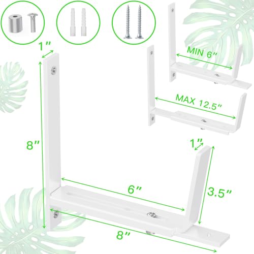 Y&M Adjustable Window Box Brackets 4 Pack, Wall Mount Planter Box Brackets - size: Set of 4- White
