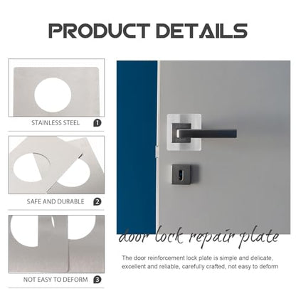 2pcs Stainless Steel Door Strike Plate and Reinforcement Kit for Lock Repair and Door Knob Support Garage and Home Replacement
