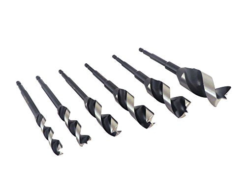 Wood Owl 6 Piece Set OverDrive Fast Boring Ultra Smooth Auger Brad Point Boring Bits Containing the Following Sizes 1/2”, 5/8”, 3/4”, 7/8”, 1” and 1 1/4” 00706