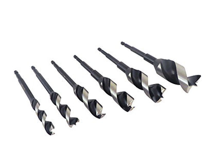 Wood Owl 6 Piece Set OverDrive Fast Boring Ultra Smooth Auger Brad Point Boring Bits Containing the Following Sizes 1/2”, 5/8”, 3/4”, 7/8”, 1” and 1 1/4” 00706
