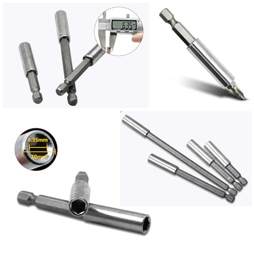 4 Pack Drill Bit Extension Magnetic Screwdriver Bit Holder Set Quick Release Magnet Tip Socket 1/4'' Hex Shank Extension Adapter Extender for Drills Cordless Drill Impact Driver Power Tool