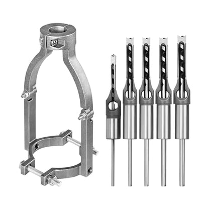 Square Hole Drill Bit & Adapter Set,Wood Mortiser Drill Bit Attachment,Mortising Chisel Set Drill Press Hollow Chisel Mortise Drill Tool for Mortise Machine (1/4, 5/16, 3/8,7/16,1/2") - size: 1/4, 5/16, 3/8,7/16,1/2"