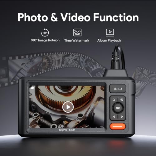 DEPSTECH Triple Lens Inspection Endoscope Camera with Light, 5" IPS Screen