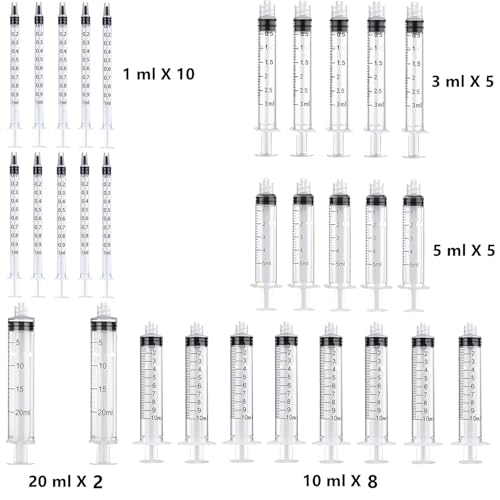 30 Pack 1ml, 3ml, 5ml, 10ml, 20ml Glue Dispenser with Accessories and Caps - size: 30 Count (Pack of 1)