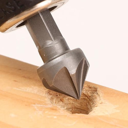2Pcs 1/4 Hexagonal Shank Five Blade Countersunk Drill 12.7mm Woodworking Hole Opener Spot Facer Deburring Drill Bit Set