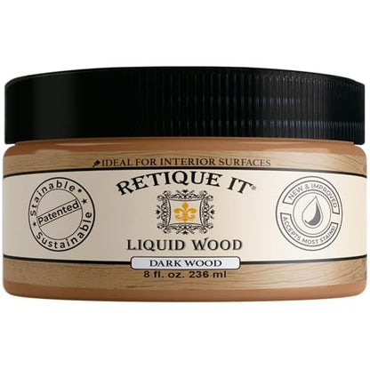 Retique It New and Improved Formula Liquid Wood Coatings - Stainable Primer - Paint It then Stain it (Dark Wood, Small)