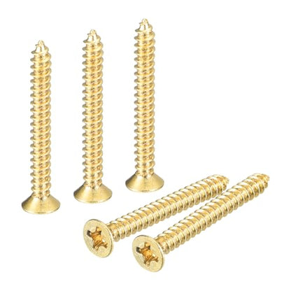 uxcell 20Pcs Brass Wood Screws, M3 x 25mm Phillips Flat Head Self Tapping Screw Woodworking Screw for Door Hinges, Wooden Furniture, Home Appliances - size: M3 x 25mm
