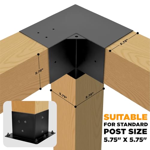8-Pack 6x6 3-Way Pergola Bracket Right Angle Raised Beam Anchor