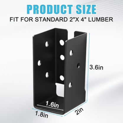 8 Pcs of 2"x4" Concealed Joist Hangers|Outdoor Concealed-Flange - size: 8
