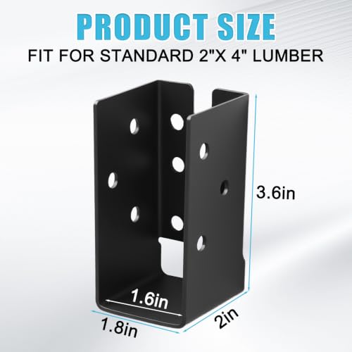 Concealed Joist Hangers, 24 Pcs of 2"x4"Outdoor Concealed-Flange，Q235 Steel Plate Powder-Coated Concealed Joist Steel Bracket for 2"x4" Beam Swing - size: 24 Pcs