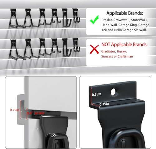 3-H Slatwall Hooks 20 Pack Heavy Duty Multi Sizes, Slatwall Accessories - color: Black, size: 20