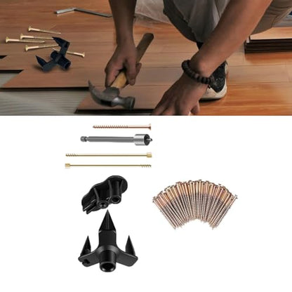 Hardwood Floor Repair Kit, Stop Moving Squeaks, Connect, Tighten Wood Floor to Joists, 5 Tools with 50 Screws, Includes Joist Finder, Easy DIY Installation