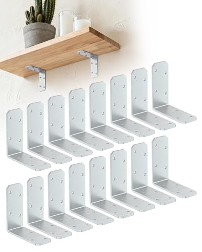 3"x3" L Brackets, 90 Degree Angle Iron, Galvanized-16 Pcs - color: Galvanized-16 Pcs