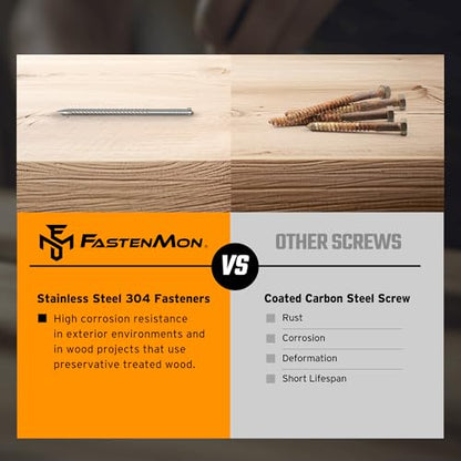 Composite Trim Screws, #8 x 3” Stainless Steel 304, 150pcs - size: #8 x 3"