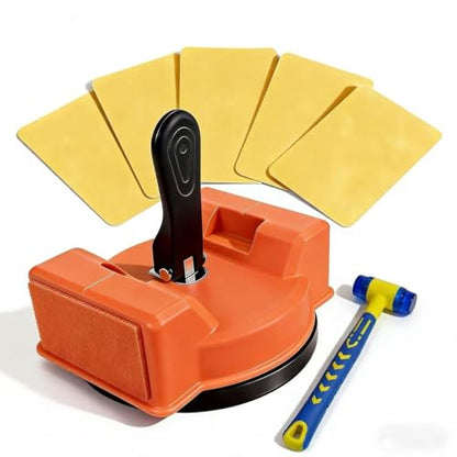 Floor Gap Fixer Kit – Heavy Duty Repair Tool with 180lb Suction Cup, Rubber Mallet & 5 Reusable Pads, Felt-Covered Dual Striking Surface for Laminate, Hardwood & Vinyl Plank Repairs - color: Amber