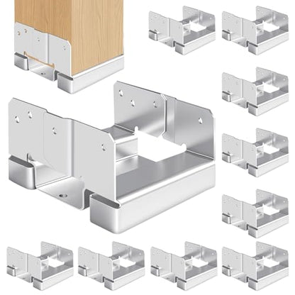 Sliver 10Pcs 6x6 Post Base Brackets for Concrete Inner Size 5.5x5.5 - size: Sliver
